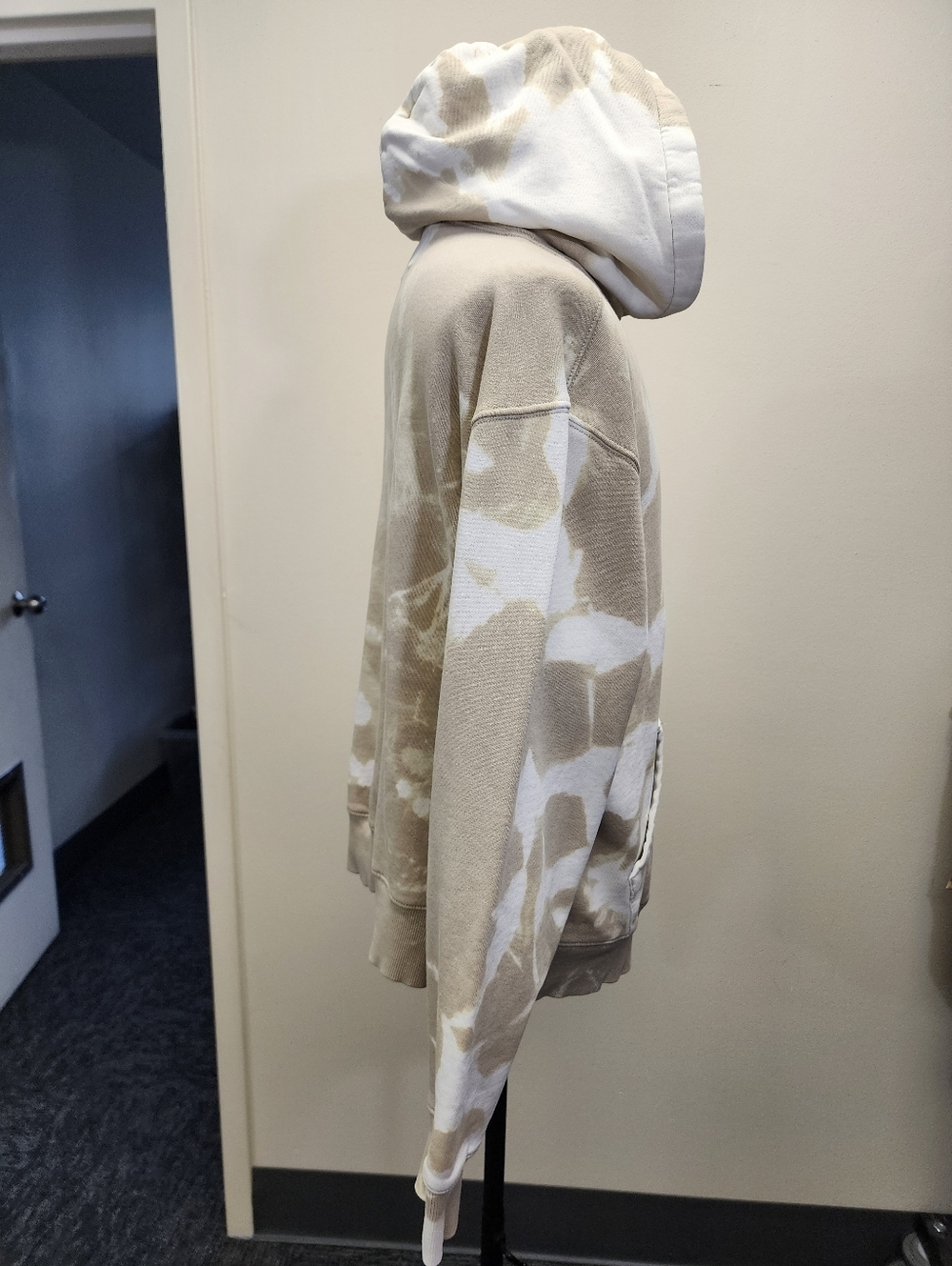Upcycled Marble Wash Hoodie Old Navy Beige Cream Bleach Dyed Size Large - Picture 4 of 8